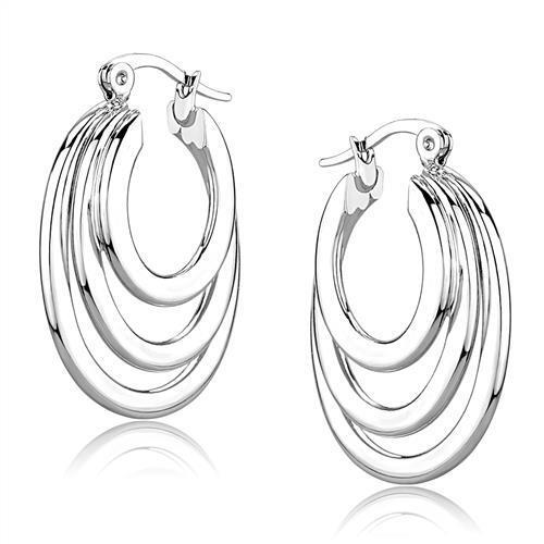 3W1394 - Brass Earrings Rhodium Women No Stone No Stone