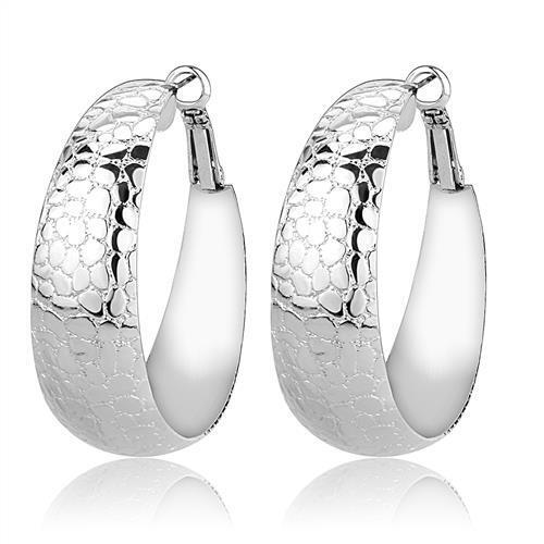 3W1397 - Brass Earrings Rhodium Women No Stone No Stone