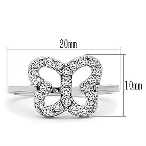 3W139 - Brass Ring Rhodium Women AAA Grade CZ Clear