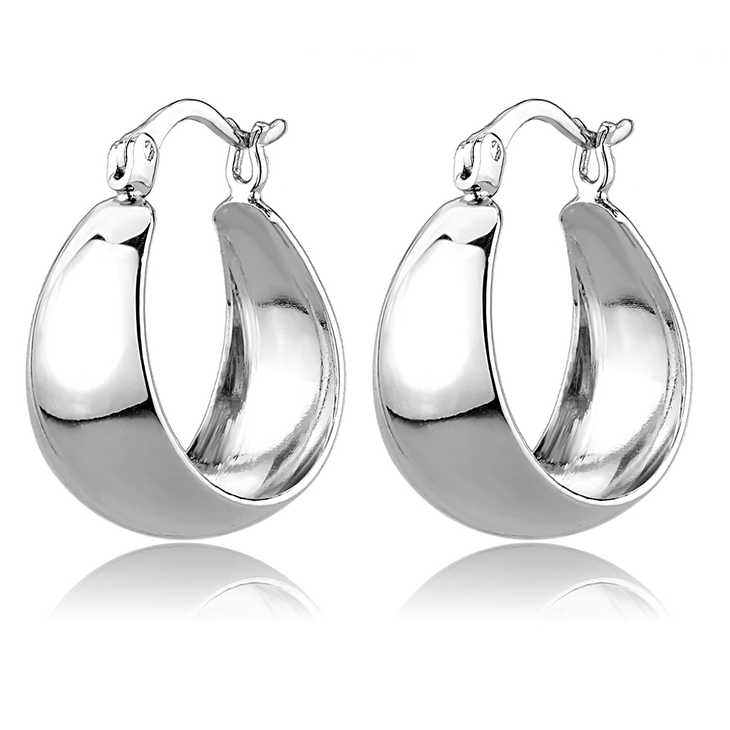 3W1402 - Brass Earrings Rhodium Women No Stone No Stone