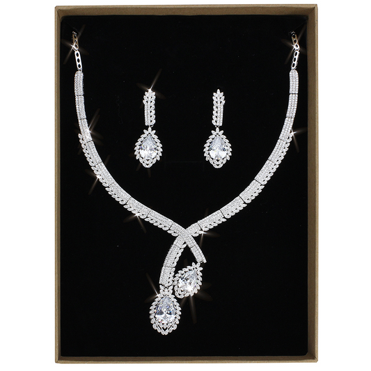 3W1416 - Brass Jewelry Sets Rhodium Women AAA Grade CZ Clear