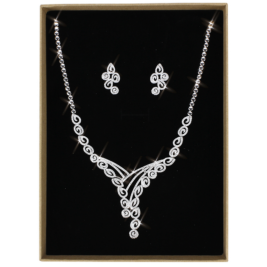 3W1419 - Brass Jewelry Sets Rhodium Women AAA Grade CZ Clear