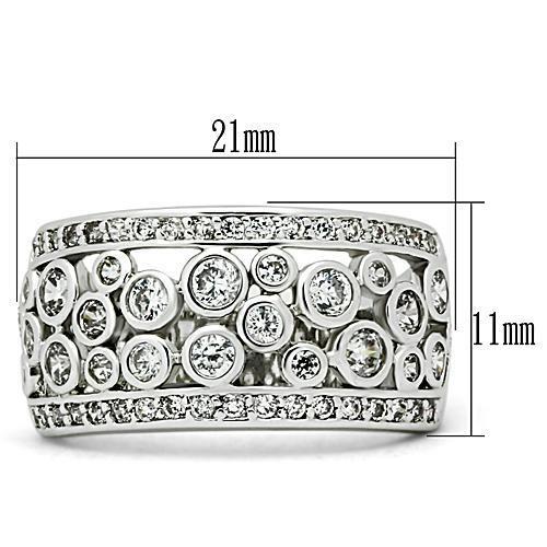 3W141 - Brass Ring Rhodium Women AAA Grade CZ Clear