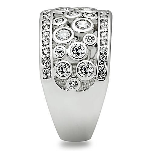 3W141 - Brass Ring Rhodium Women AAA Grade CZ Clear