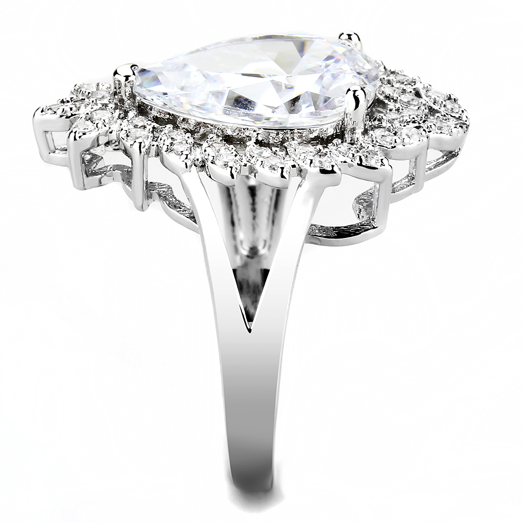 3W1435 - Brass Ring Rhodium Women AAA Grade CZ Clear