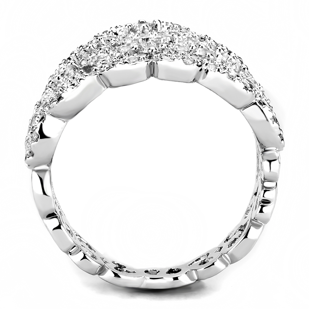 3W1439 - Brass Ring Rhodium Women AAA Grade CZ Clear