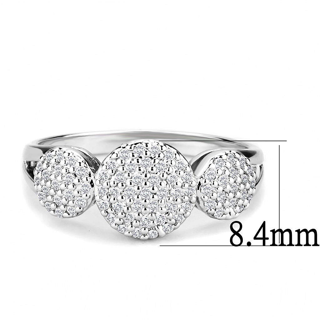 3W1440 - Brass Ring Rhodium Women AAA Grade CZ Clear