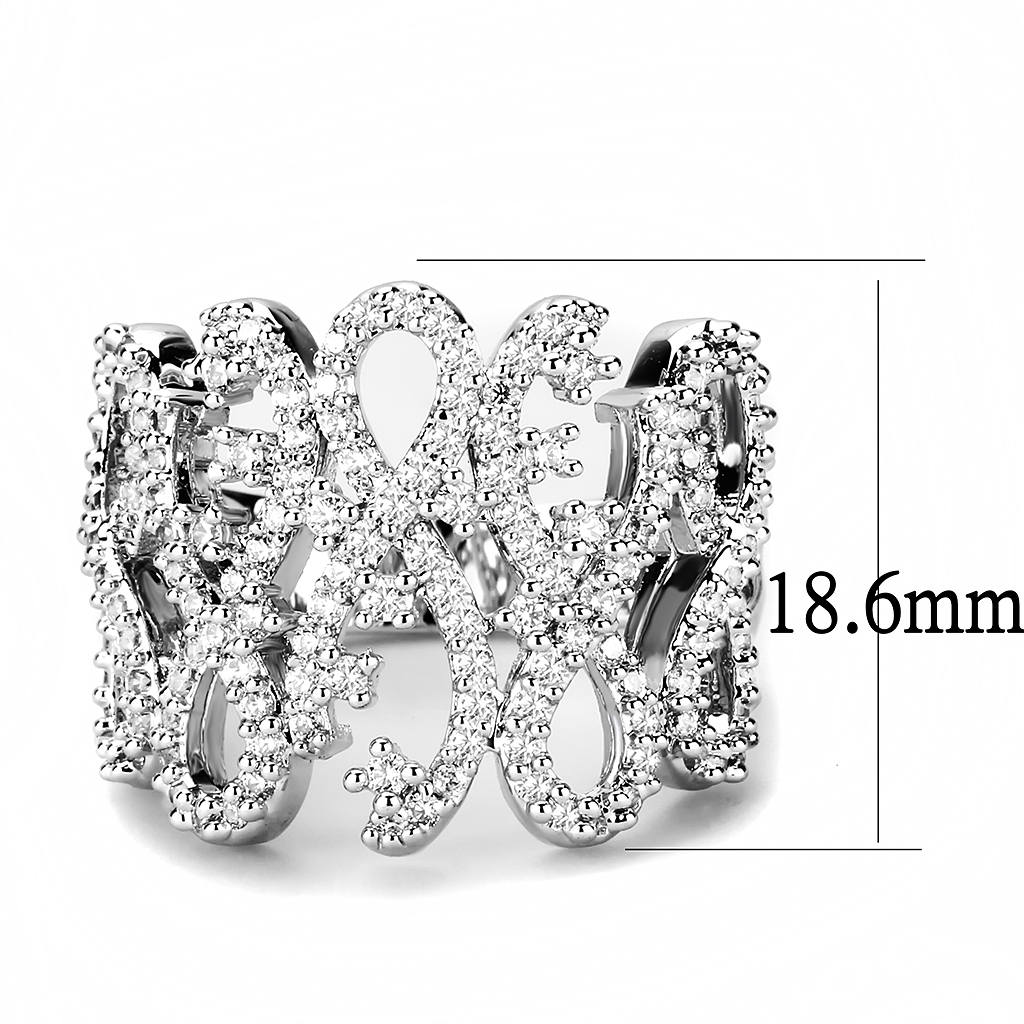 3W1443 - Brass Ring Rhodium Women AAA Grade CZ Clear