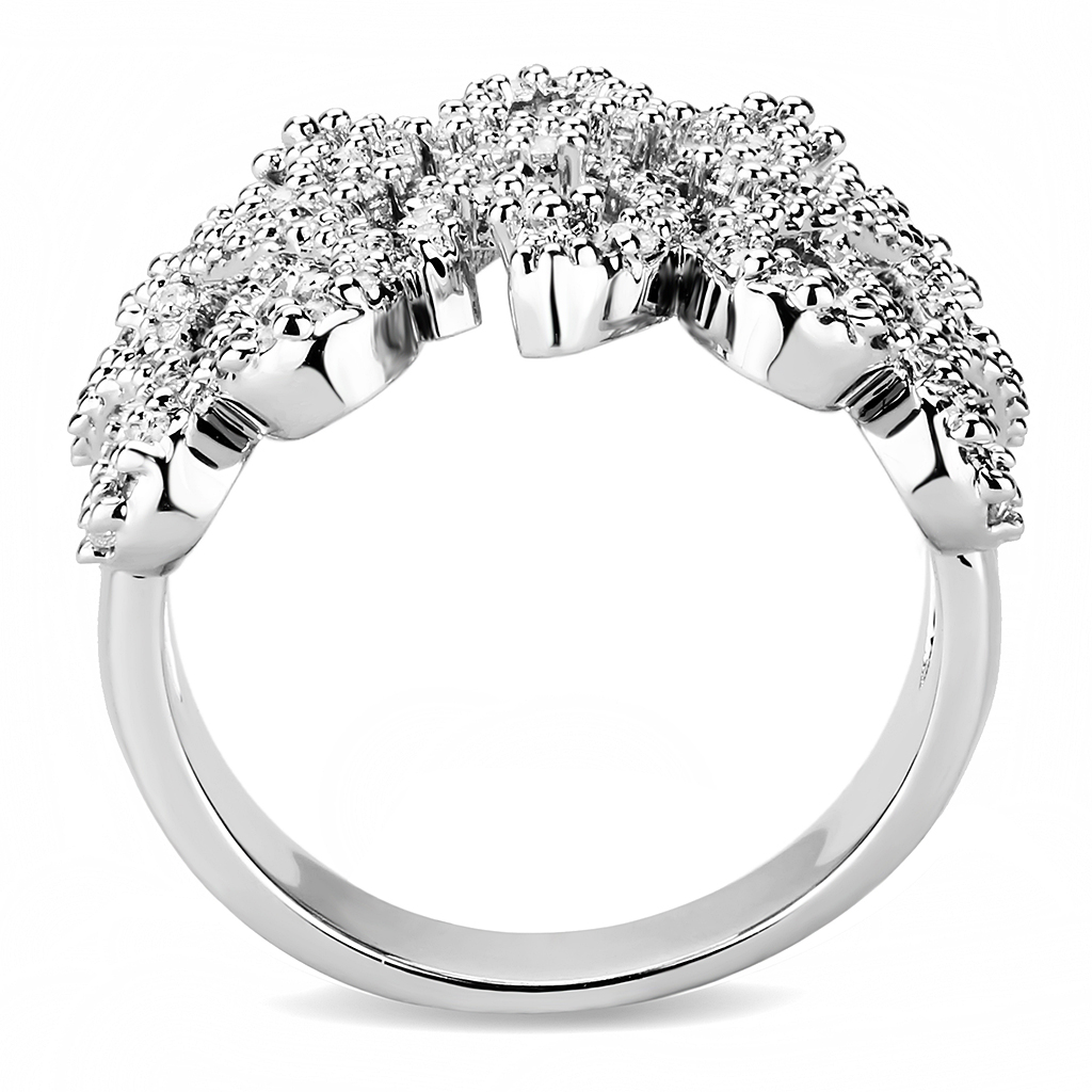 3W1443 - Brass Ring Rhodium Women AAA Grade CZ Clear