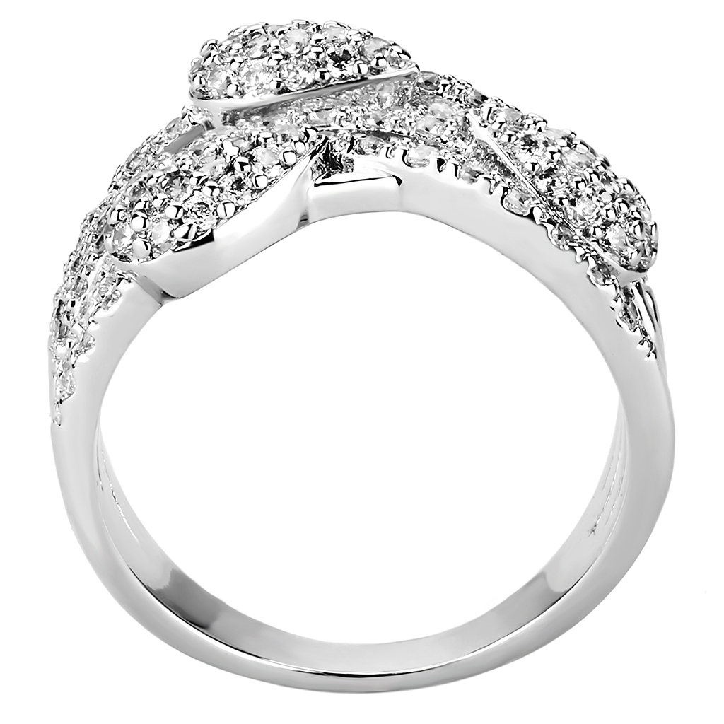 3W1446 - Brass Ring Rhodium Women AAA Grade CZ Clear