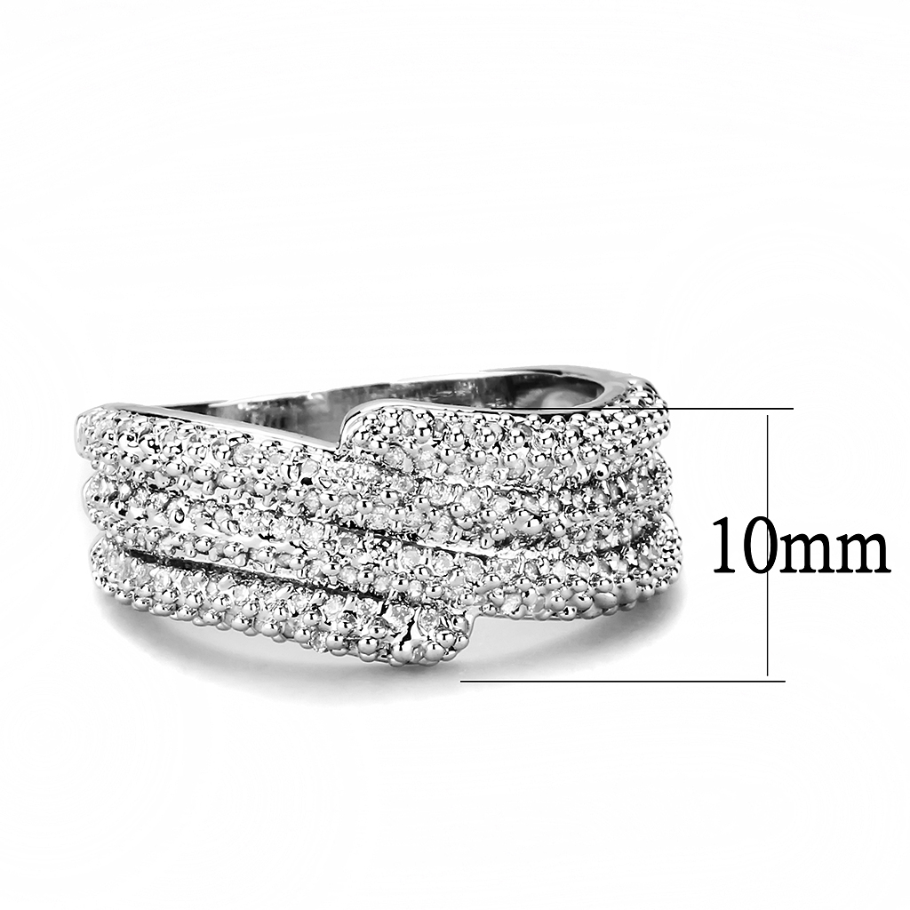 3W1449 - Brass Ring Rhodium Women AAA Grade CZ Clear