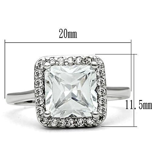 3W144 - Brass Ring Rhodium Women AAA Grade CZ Clear