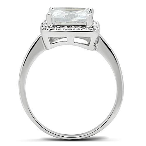 3W144 - Brass Ring Rhodium Women AAA Grade CZ Clear