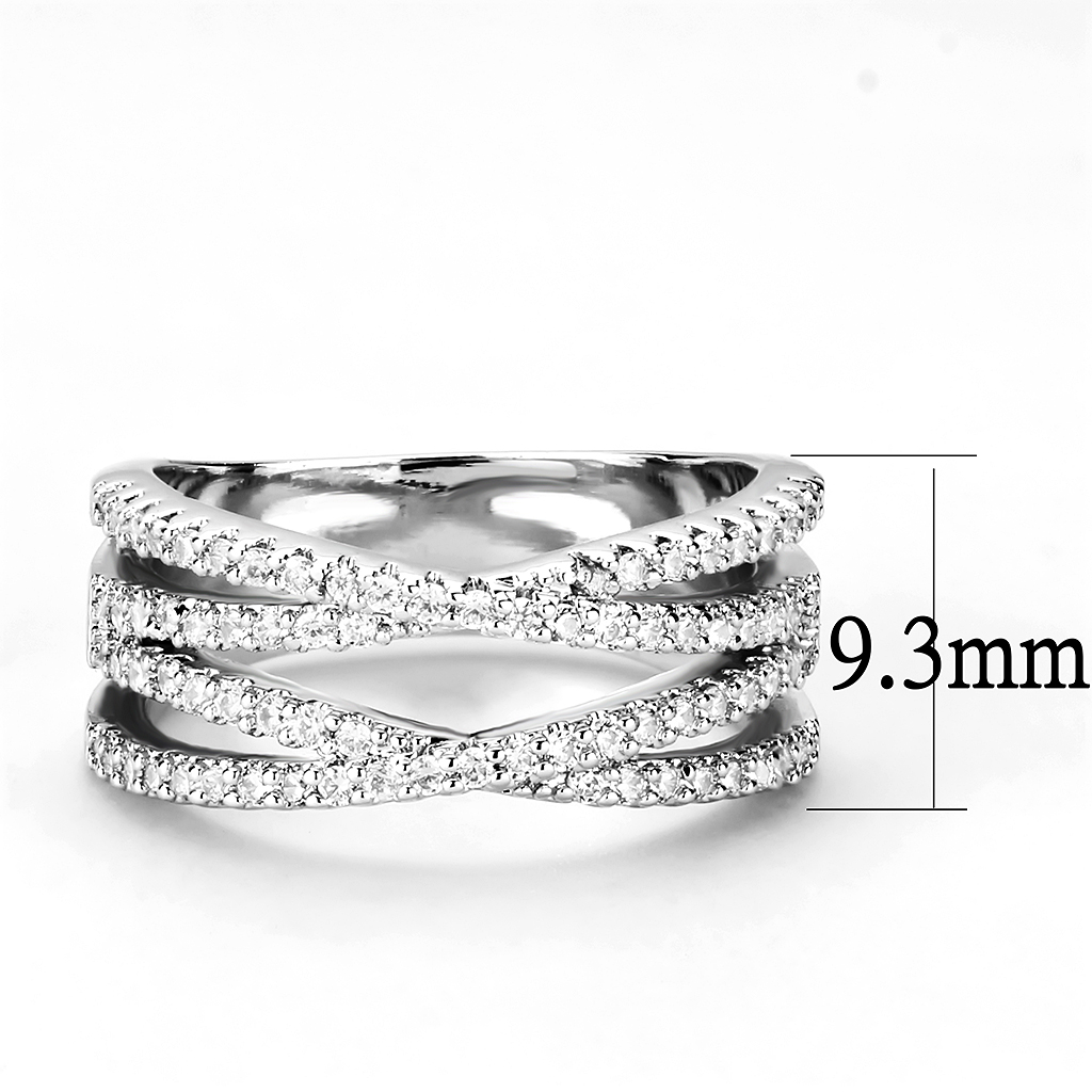 3W1450 - Brass Ring Rhodium Women AAA Grade CZ Clear