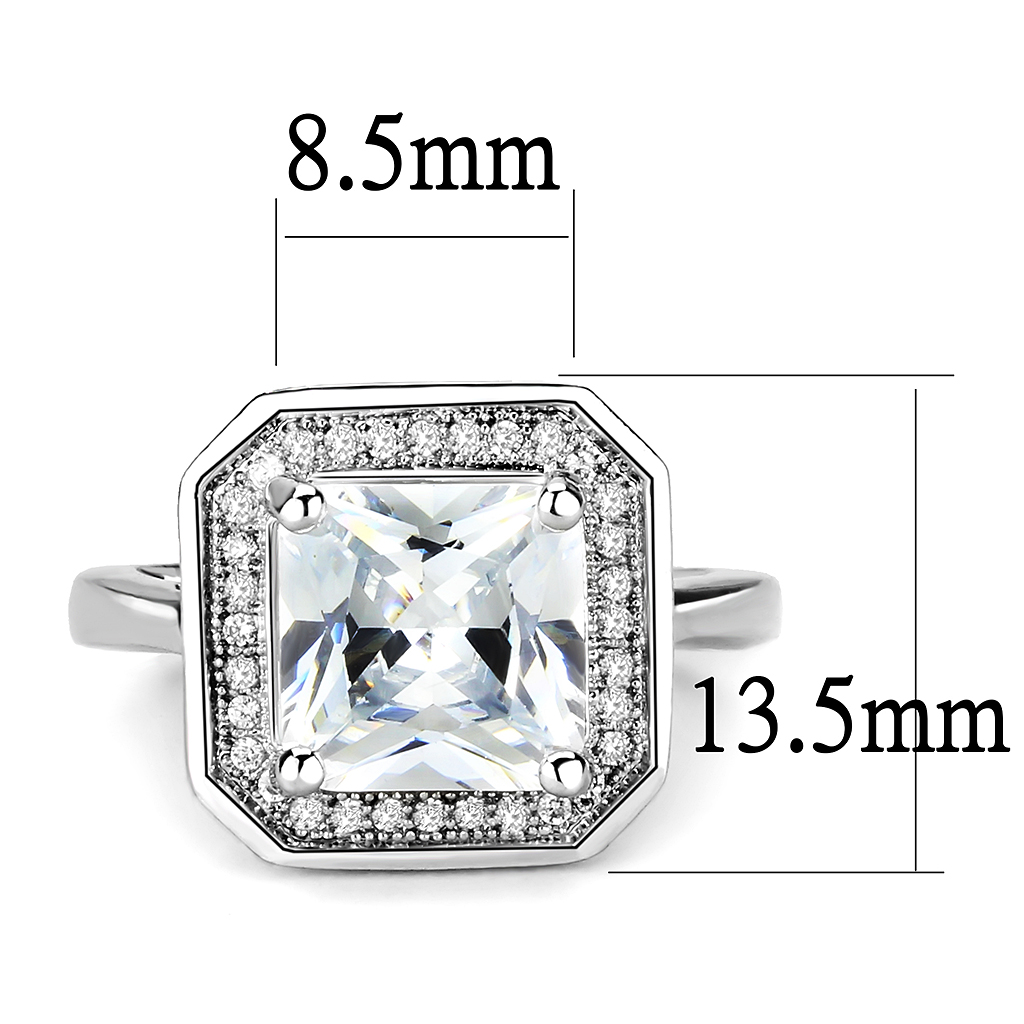 3W1451 - Brass Ring Rhodium Women AAA Grade CZ Clear