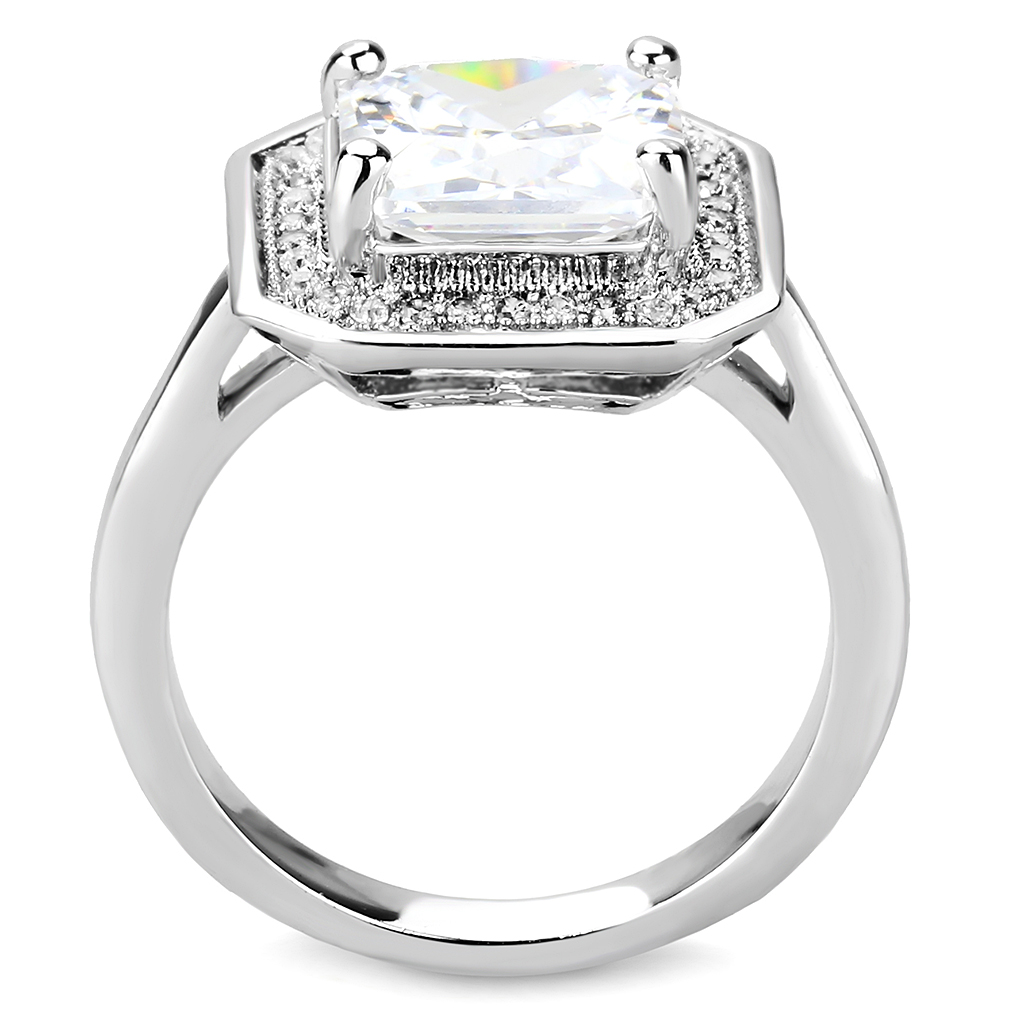 3W1451 - Brass Ring Rhodium Women AAA Grade CZ Clear