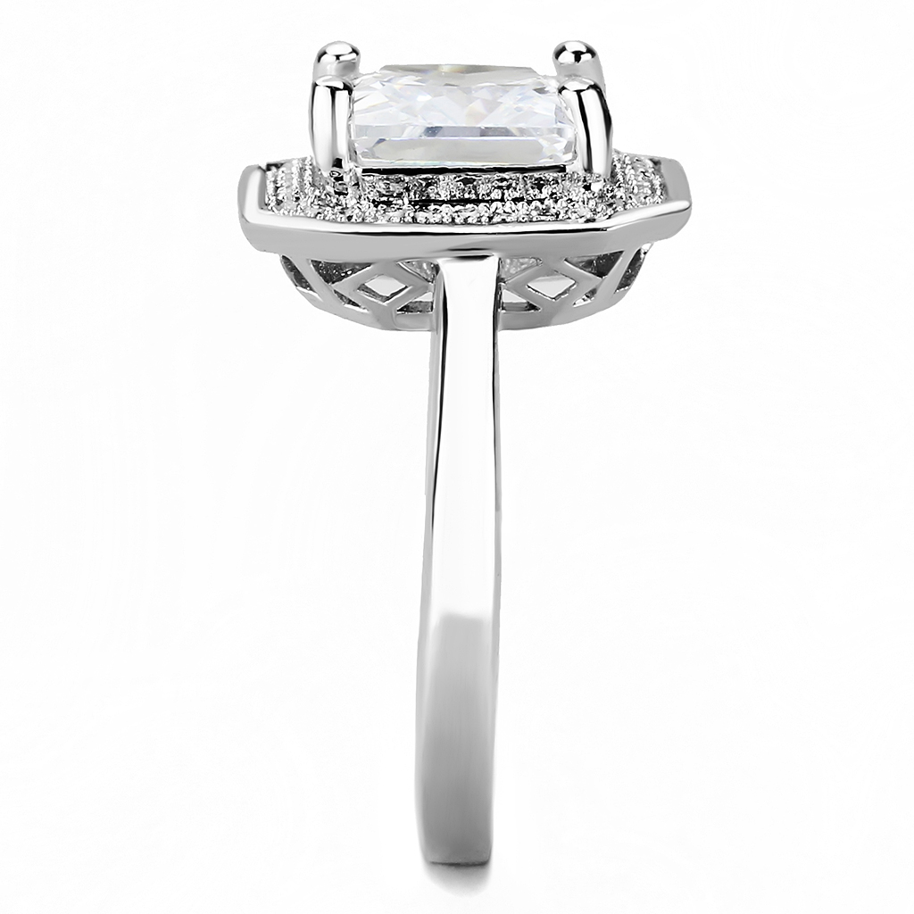 3W1451 - Brass Ring Rhodium Women AAA Grade CZ Clear