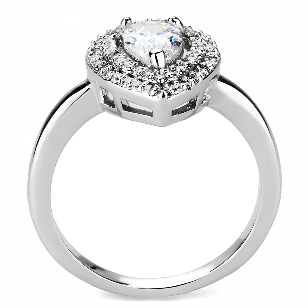 3W1453 - Brass Ring Rhodium Women AAA Grade CZ Clear