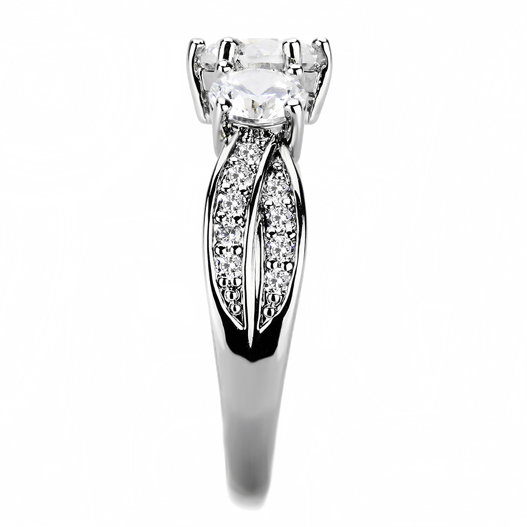 3W1456 - Brass Ring Rhodium Women AAA Grade CZ Clear