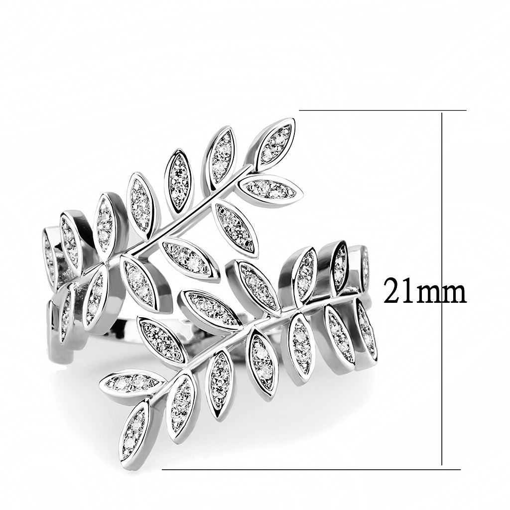 3W1457 - Brass Ring Rhodium Women AAA Grade CZ Clear