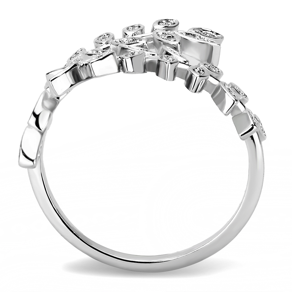 3W1457 - Brass Ring Rhodium Women AAA Grade CZ Clear