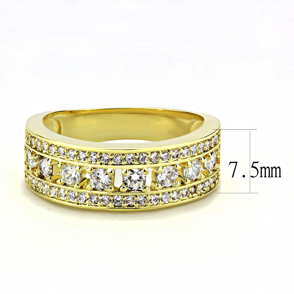 3W1459 - Brass Ring Gold Women AAA Grade CZ Clear