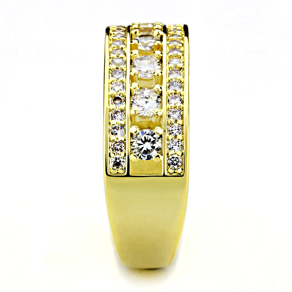 3W1459 - Brass Ring Gold Women AAA Grade CZ Clear