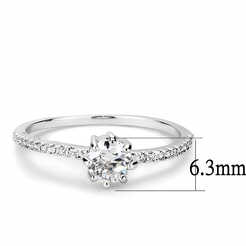 3W1460 - Brass Ring Rhodium Women AAA Grade CZ Clear