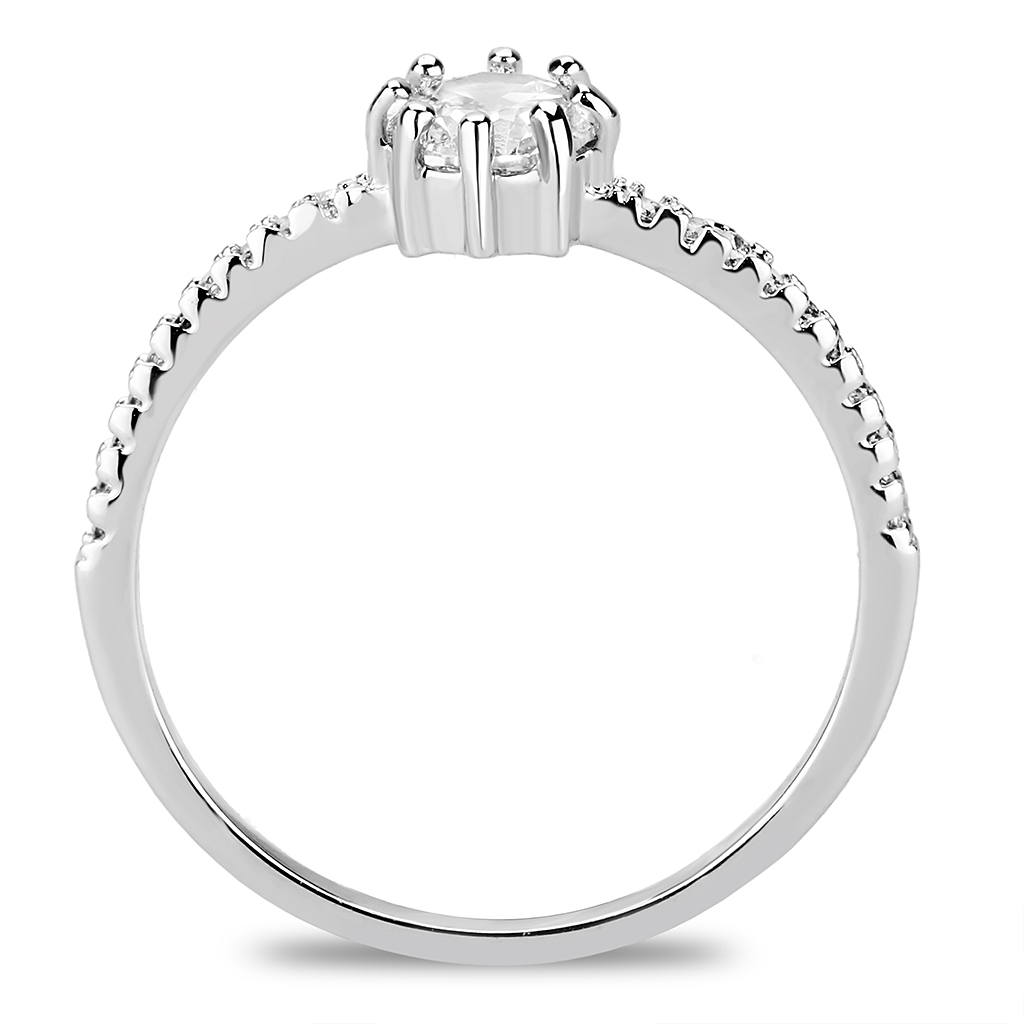 3W1460 - Brass Ring Rhodium Women AAA Grade CZ Clear