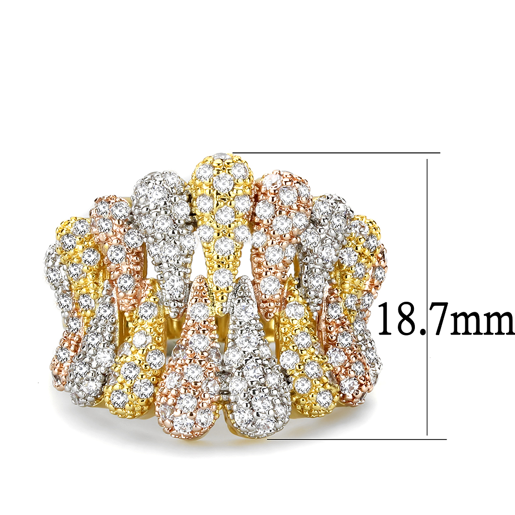 3W1462 - Brass Ring Tricolor Women AAA Grade CZ Clear