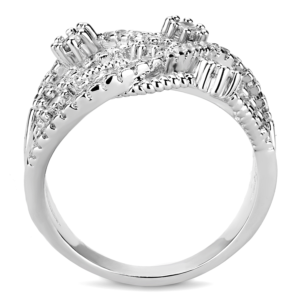 3W1463 - Brass Ring Rhodium Women AAA Grade CZ Clear