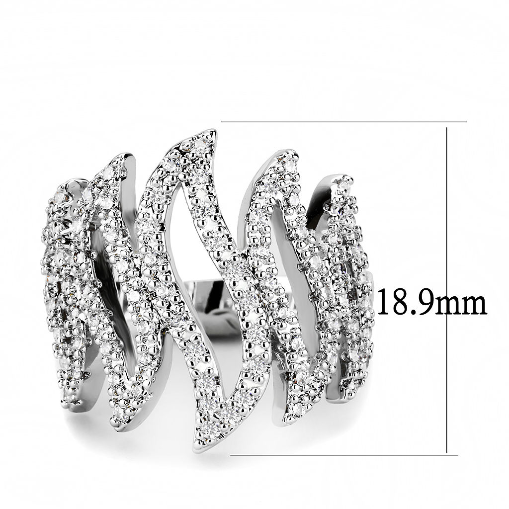 3W1467 - Brass Ring Rhodium Women AAA Grade CZ Clear