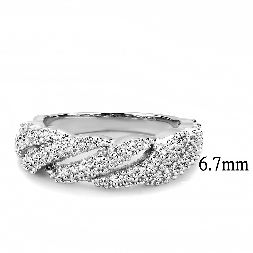 3W1468 - Brass Ring Rhodium Women AAA Grade CZ Clear