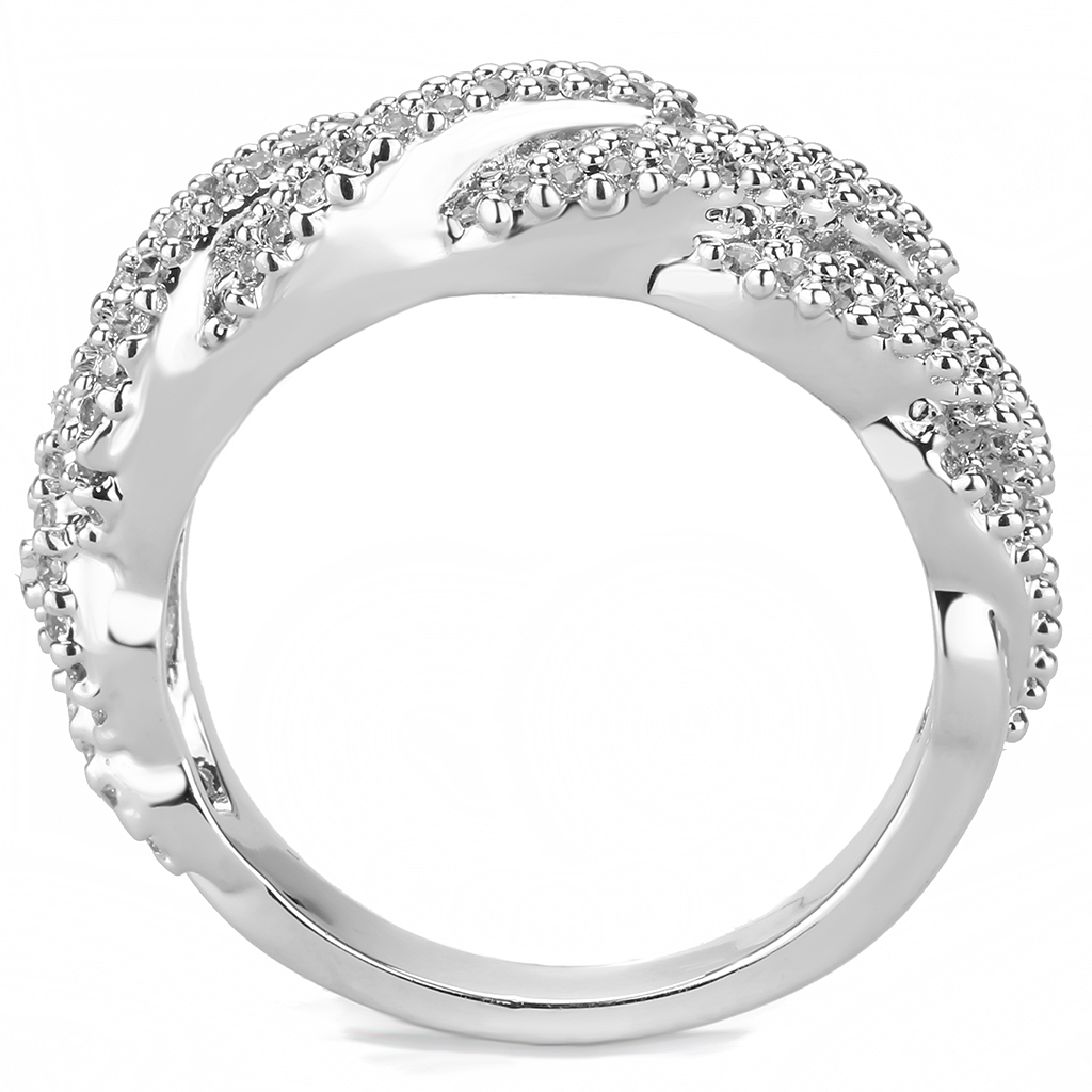 3W1468 - Brass Ring Rhodium Women AAA Grade CZ Clear