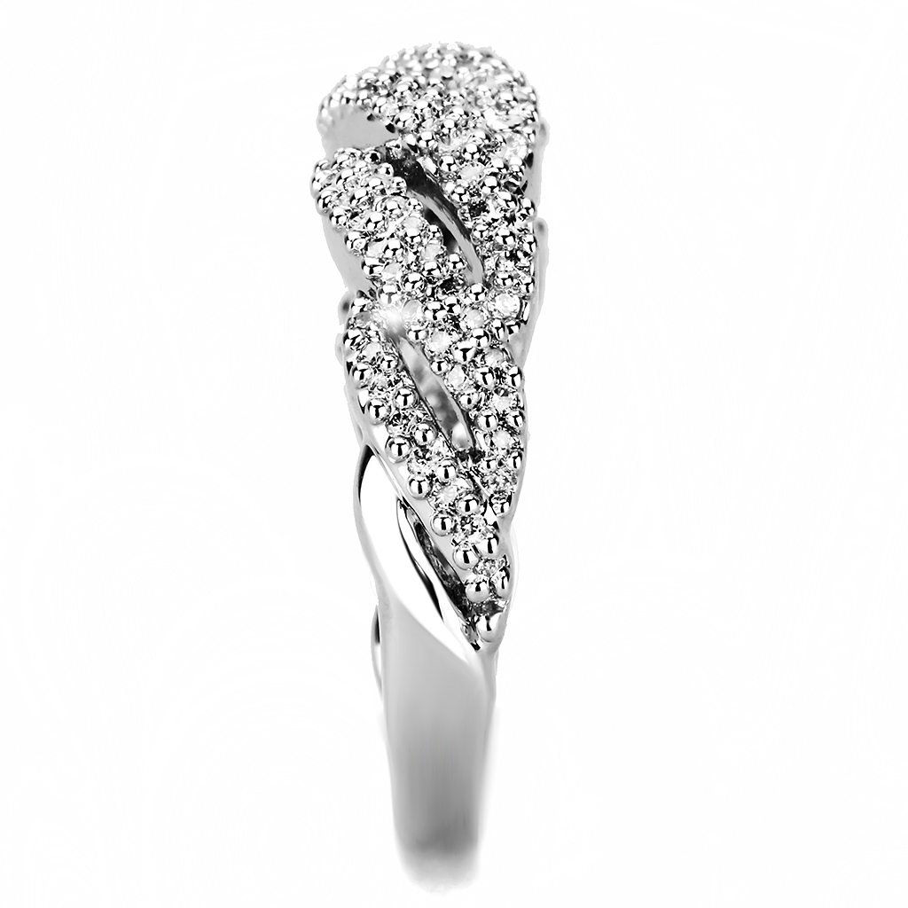 3W1468 - Brass Ring Rhodium Women AAA Grade CZ Clear