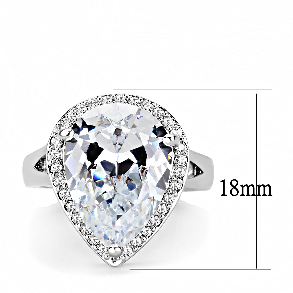 3W1469 - Brass Ring Rhodium Women AAA Grade CZ Clear