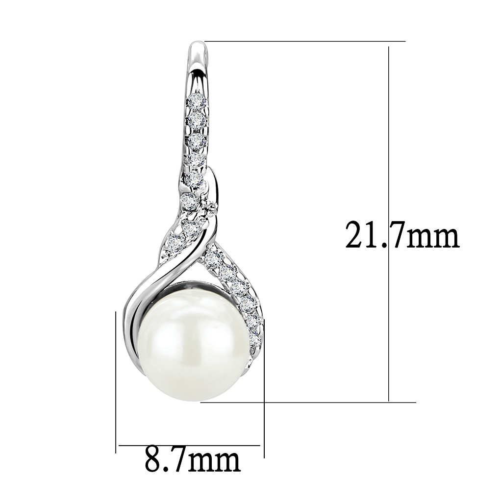 3W1478 - Brass Earrings Rhodium Women Synthetic White