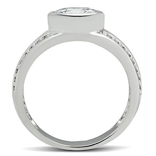 3W147 - Brass Ring Rhodium Women AAA Grade CZ Clear