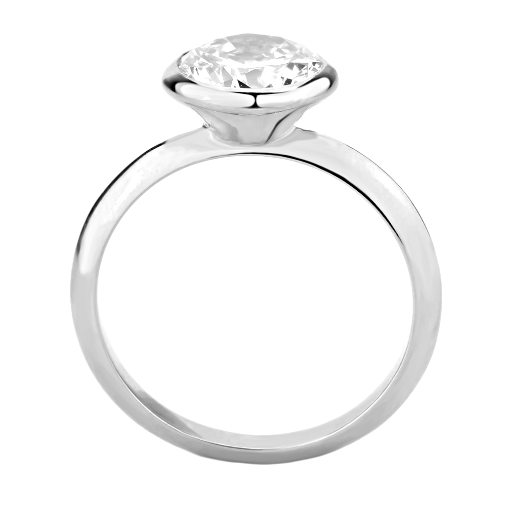 3W1487 - Brass Ring Rhodium Women AAA Grade CZ Clear