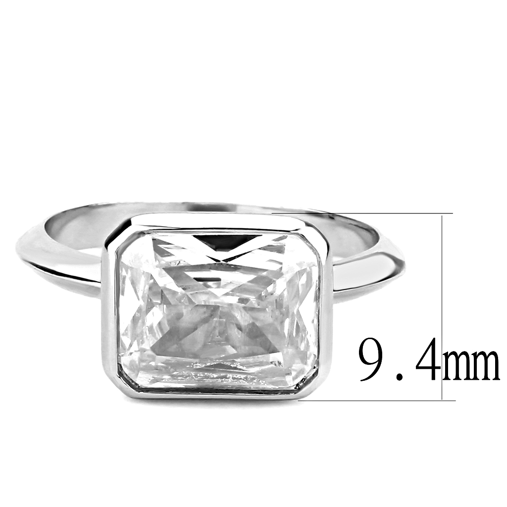 3W1488 - Brass Ring Rhodium Women AAA Grade CZ Clear