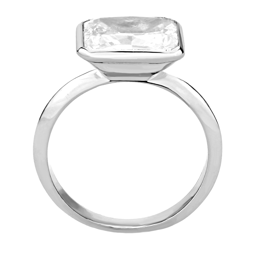 3W1488 - Brass Ring Rhodium Women AAA Grade CZ Clear