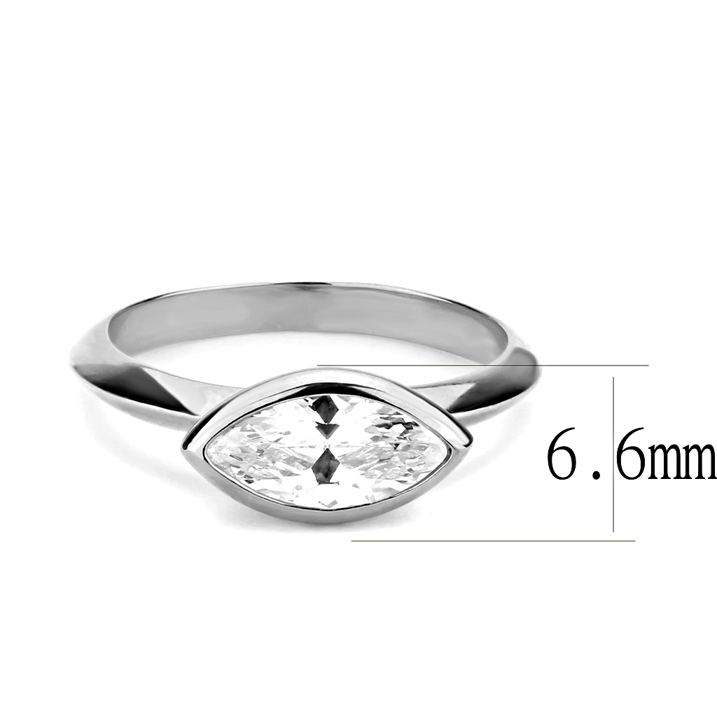 3W1489 - Brass Ring Rhodium Women AAA Grade CZ Clear