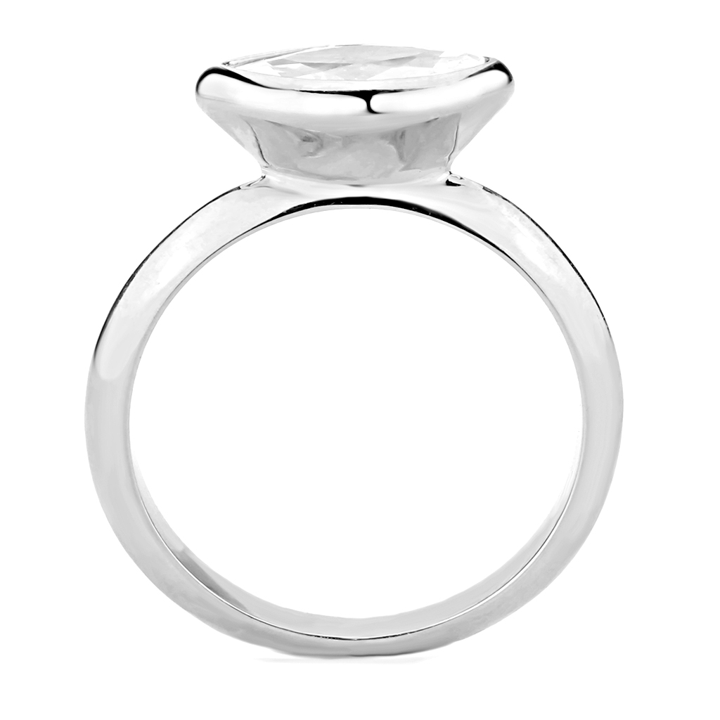 3W1489 - Brass Ring Rhodium Women AAA Grade CZ Clear