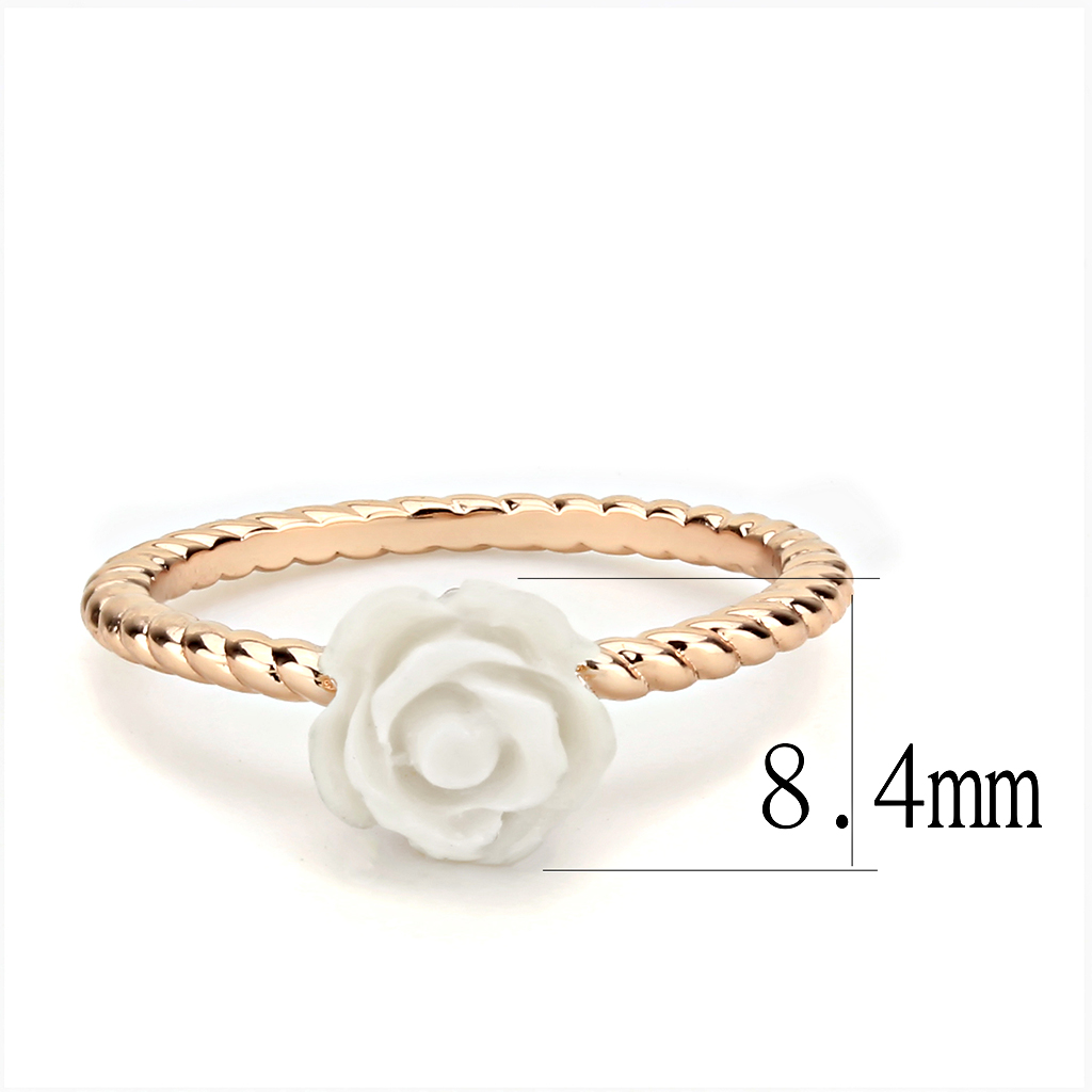 3W1492 - Brass Ring Rose Gold Women Synthetic White