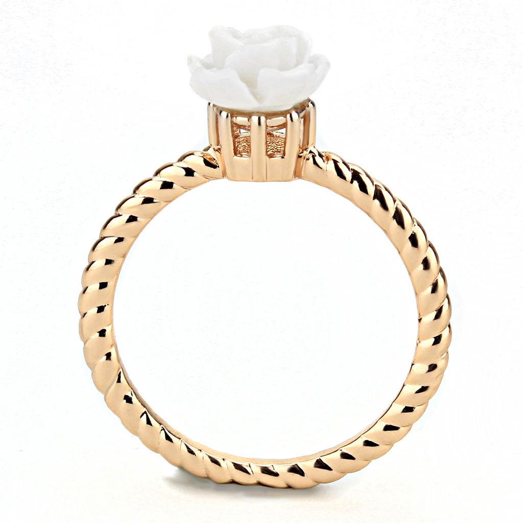 3W1492 - Brass Ring Rose Gold Women Synthetic White