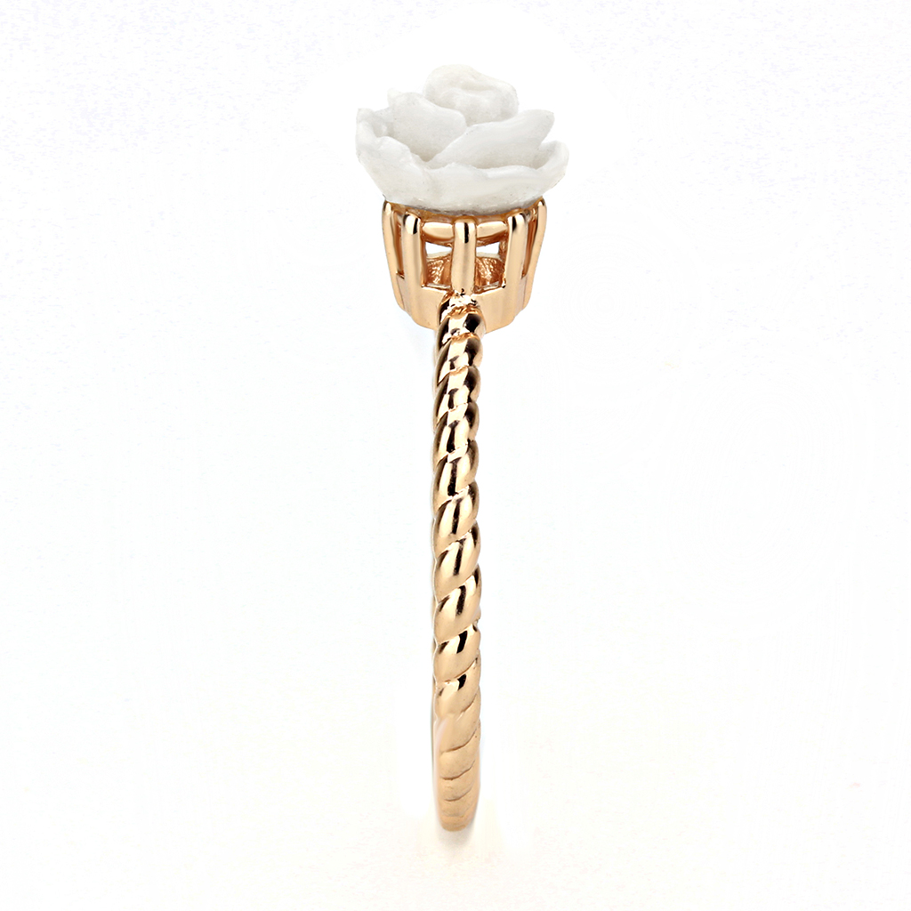 3W1492 - Brass Ring Rose Gold Women Synthetic White