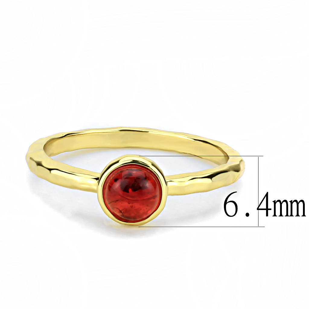 3W1496 - Brass Ring Gold Women Synthetic Garnet