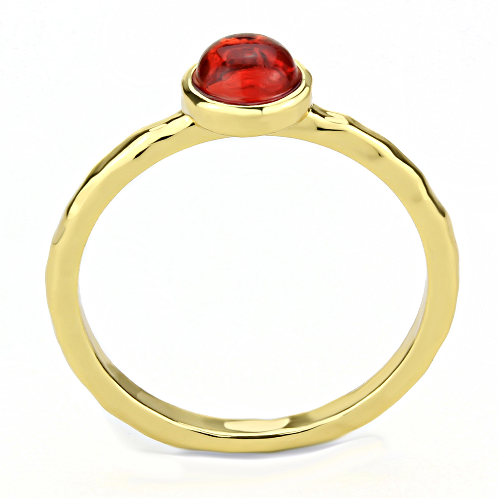 3W1496 - Brass Ring Gold Women Synthetic Garnet