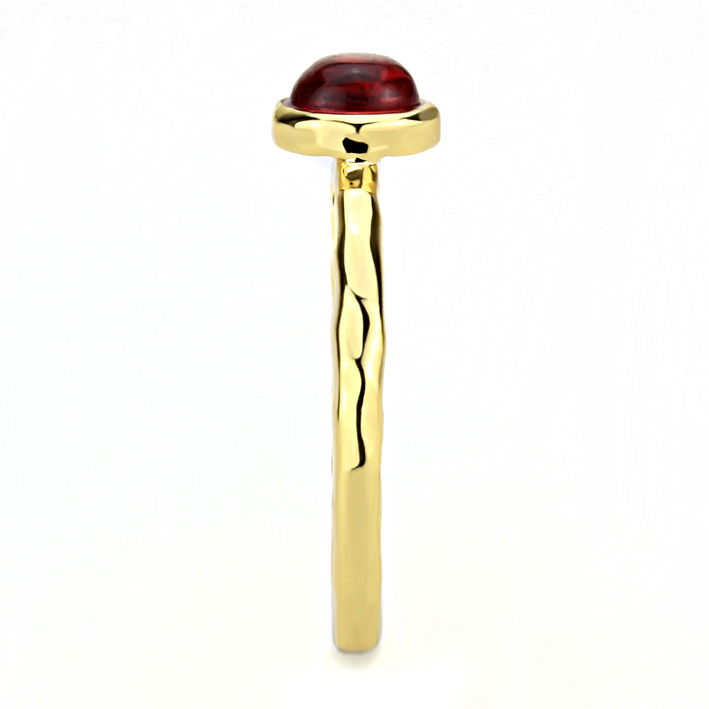 3W1496 - Brass Ring Gold Women Synthetic Garnet