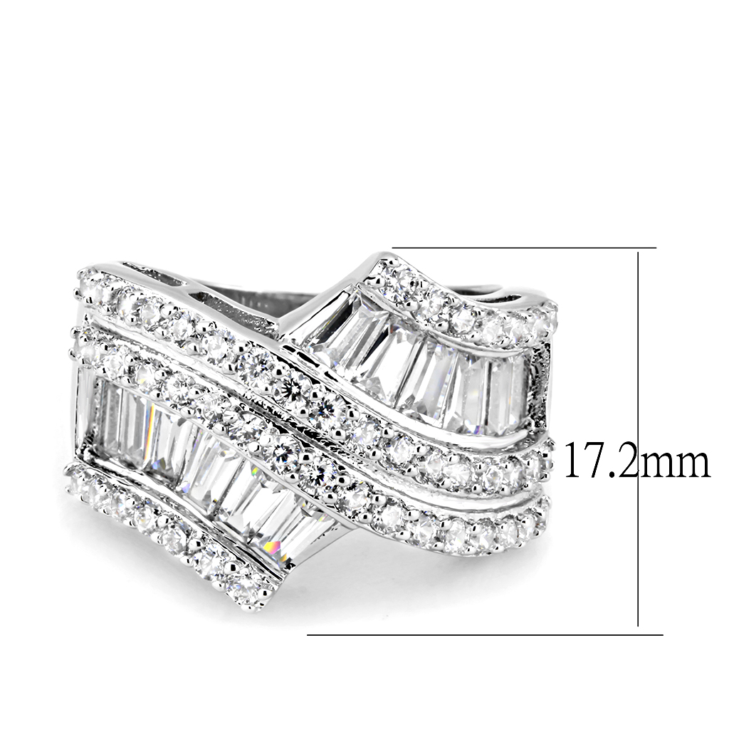 3W1501 - Brass Ring Rhodium Women AAA Grade CZ Clear